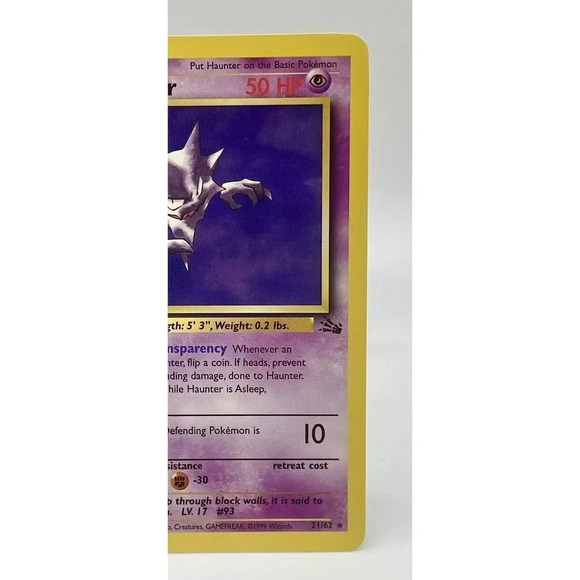 Haunter 21/62 Fossil Non Holo Rare Pokemon‎ Card WOTC Vintage 1999 - Picture 3 of 6